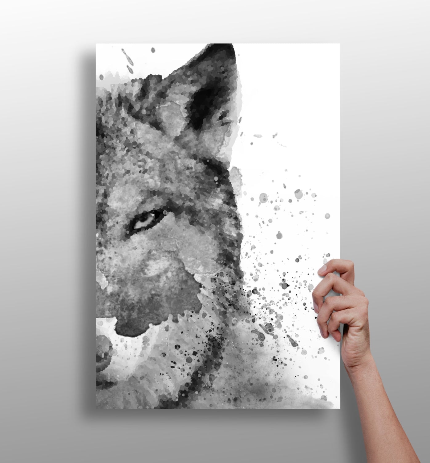 Wolf aluminum wall art print, modern metal design