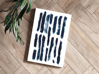 Navy Vertical Brush Stroke Metal Wall Art