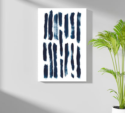Navy Vertical Brush Stroke Metal Wall Art
