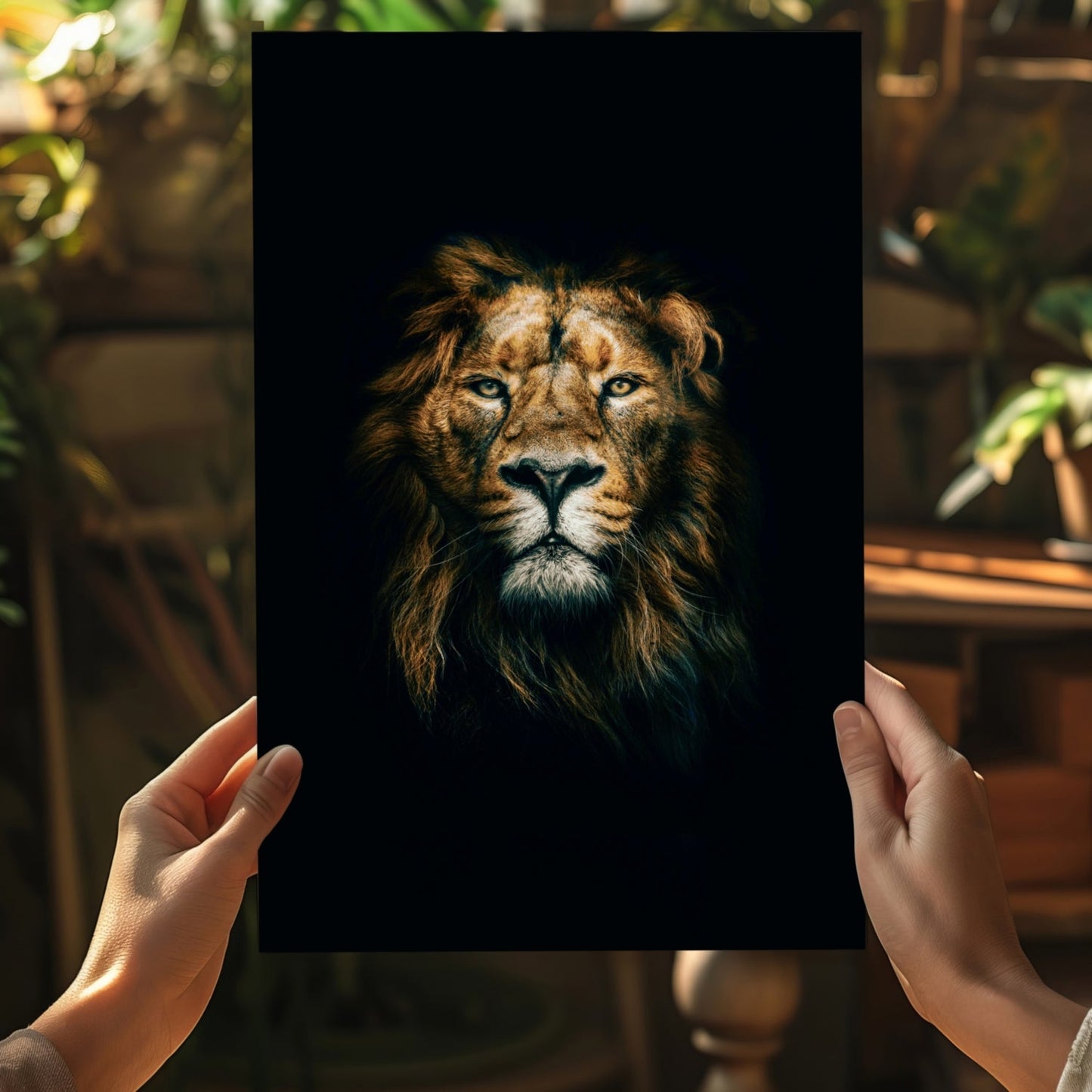 Dramatic Dark Lion Portrait Aluminum Print