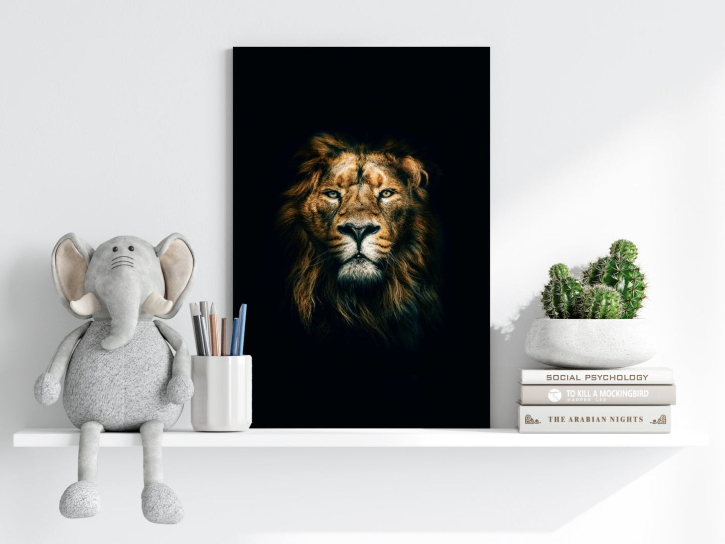 Dramatic Dark Lion Portrait Aluminum Print