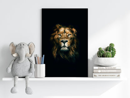 Dramatic Dark Lion Portrait Aluminum Print