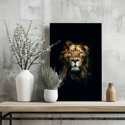 Dramatic Dark Lion Portrait Aluminum Print