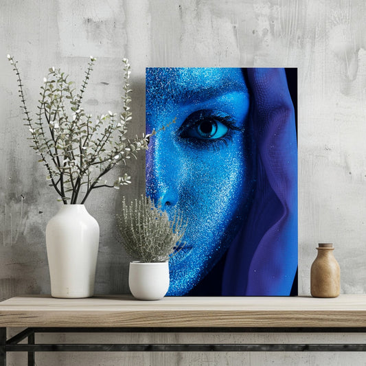 Cobalt Blue Glitter Veil Aluminum Print