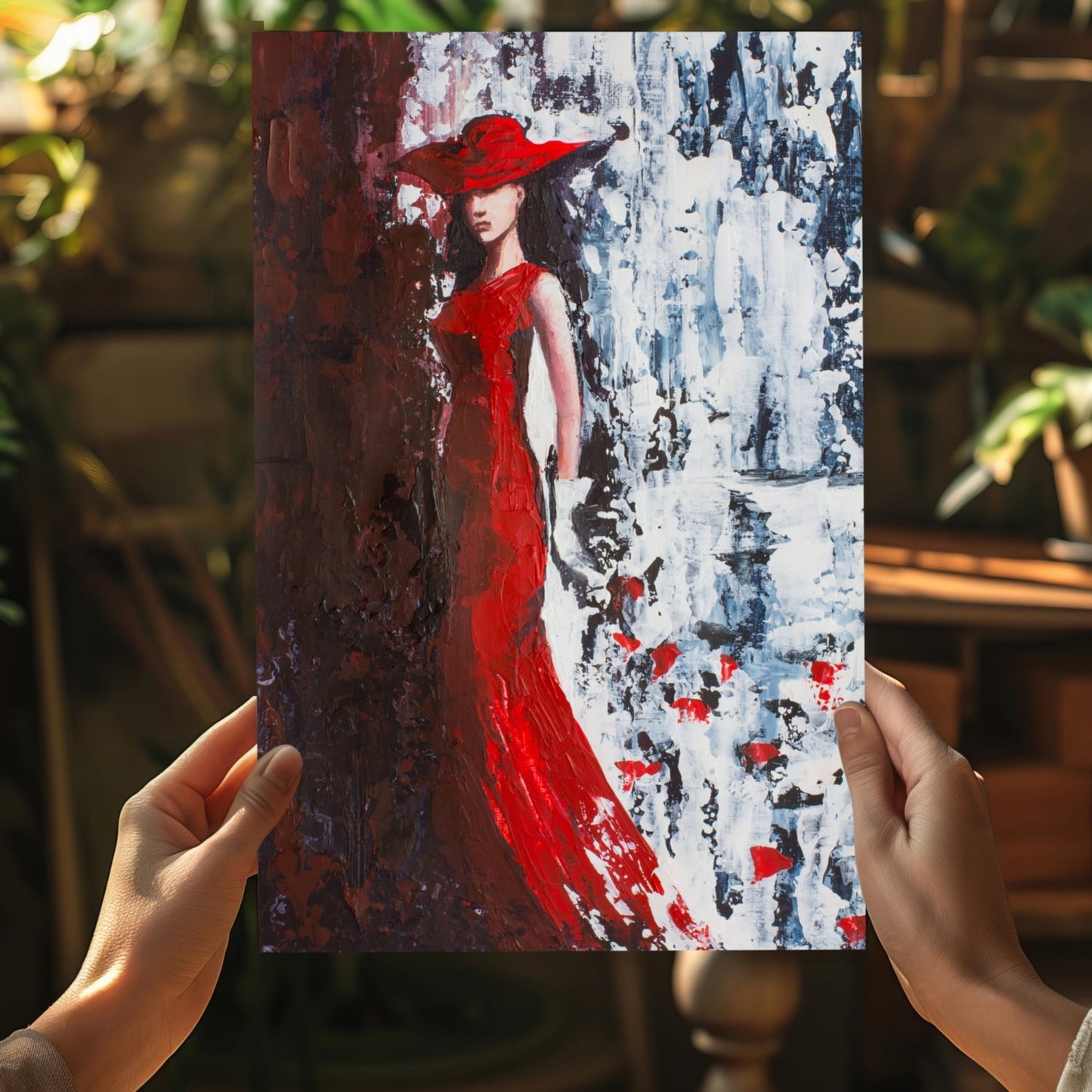 Woman In Red Metal Wall Art