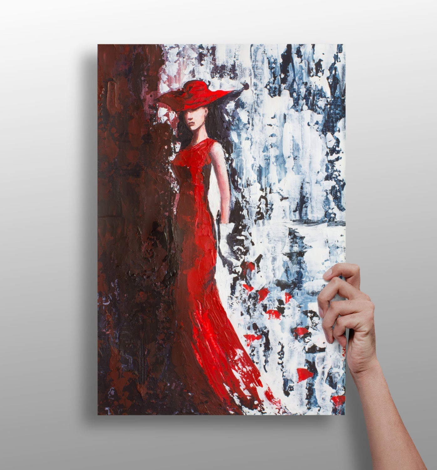 Woman In Red aluminum metal wall art print