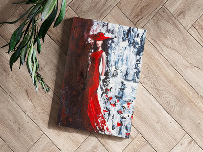 Woman In Red Metal Wall Art