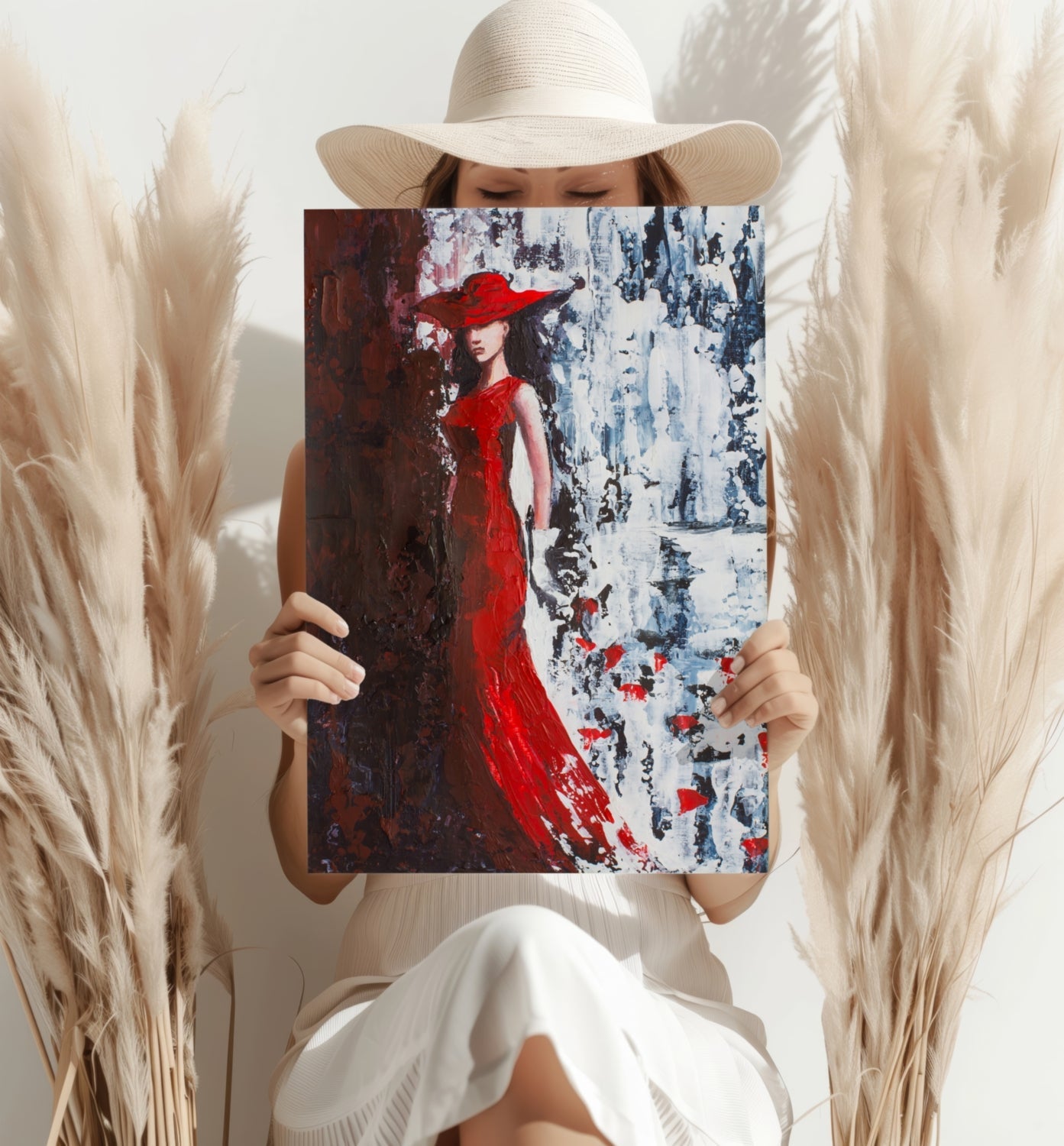 Woman In Red Metal Wall Art