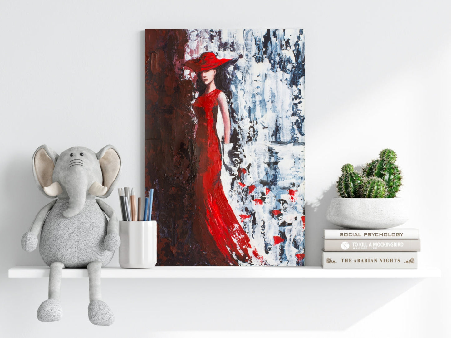 Woman In Red Metal Wall Art