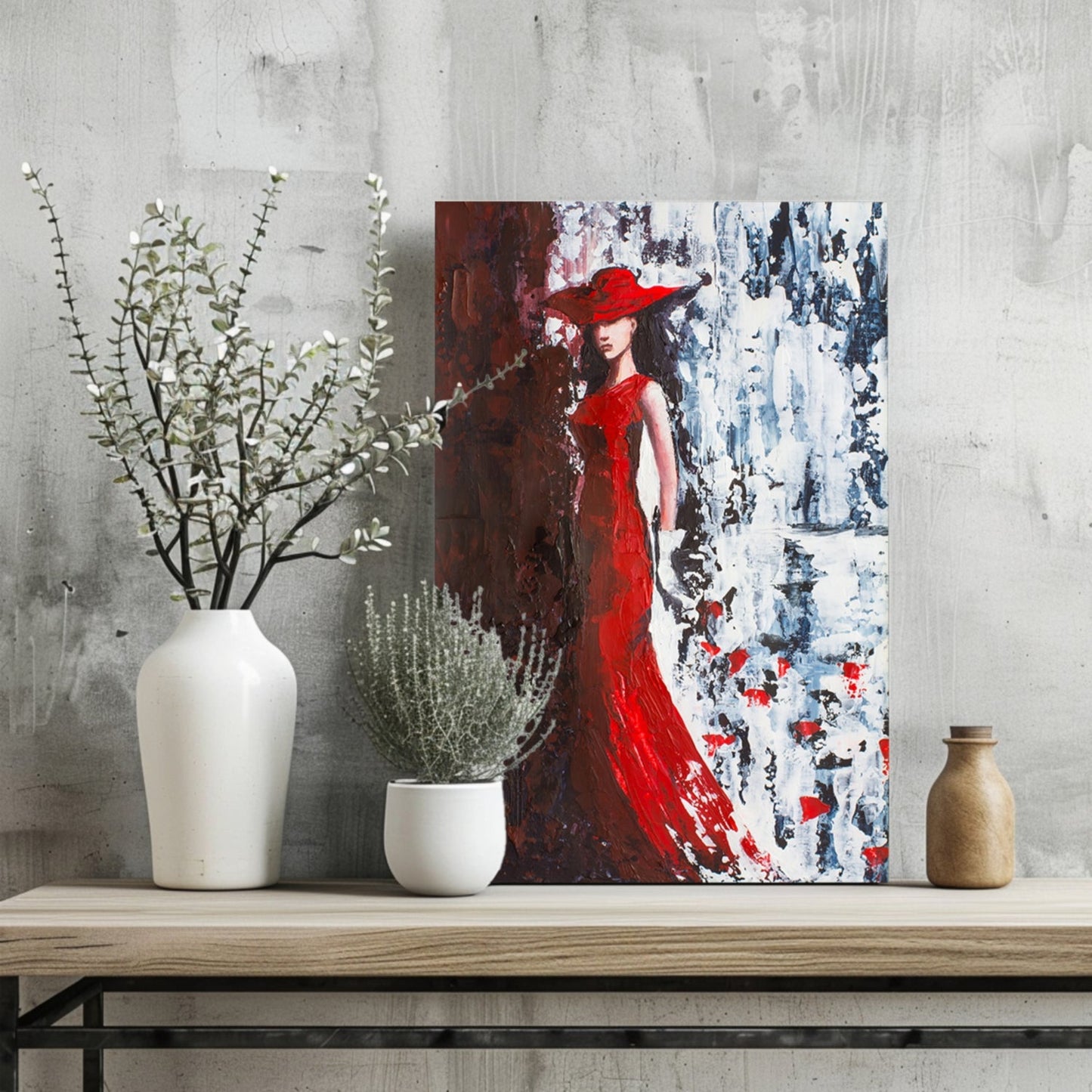 Woman In Red Metal Wall Art