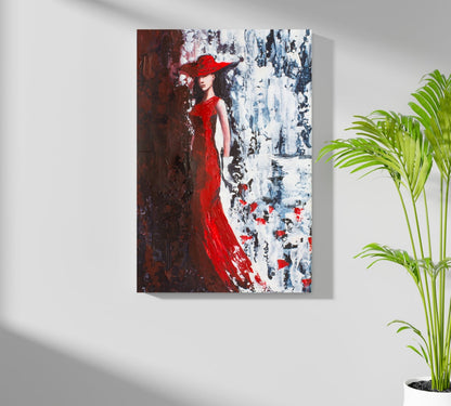 Woman In Red Metal Wall Art