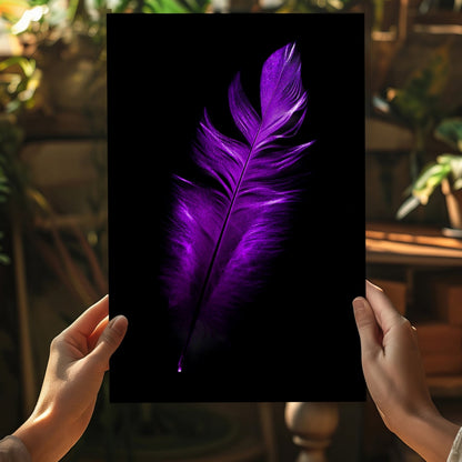 Purple Feather Metal Wall Art