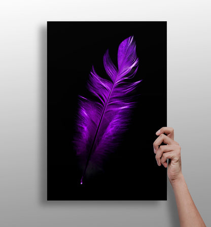 Purple feather metal wall art aluminum print