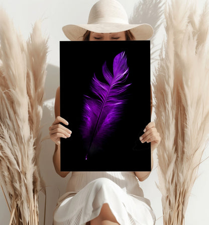 Purple Feather Metal Wall Art