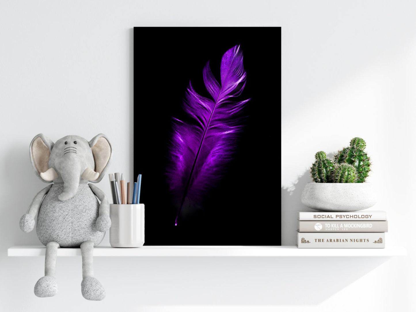 Purple Feather Metal Wall Art