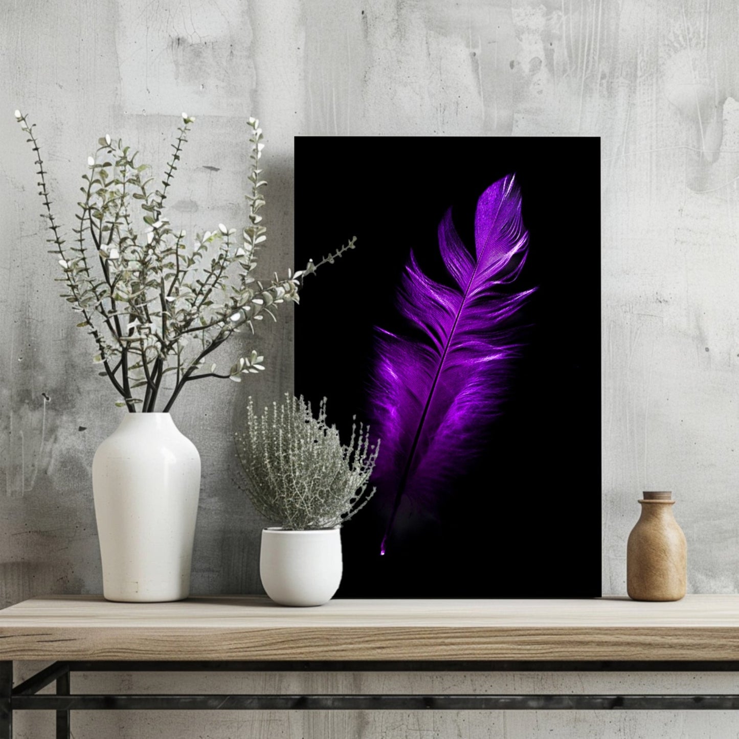 Purple Feather Metal Wall Art