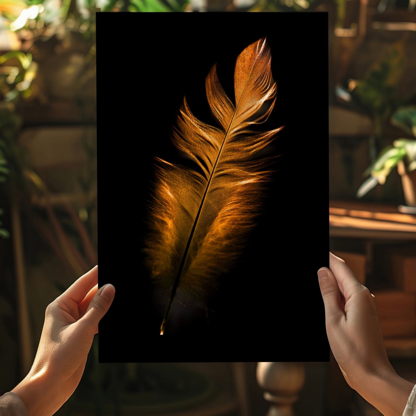 Bronze Feather Metal Wall Art