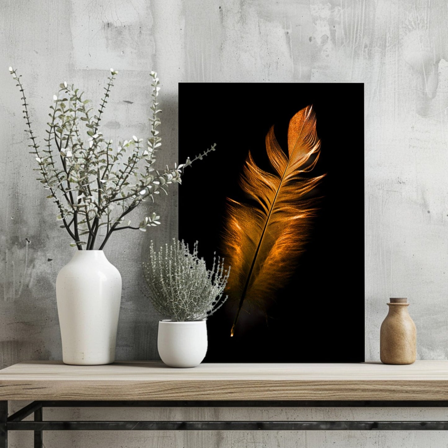 Bronze Feather Metal Wall Art