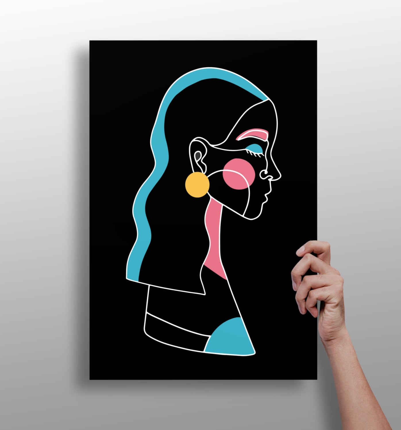 Line art metal wall print, bold aluminum panel