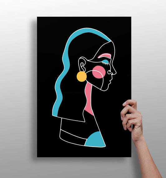 Line art metal wall print, bold aluminum panel