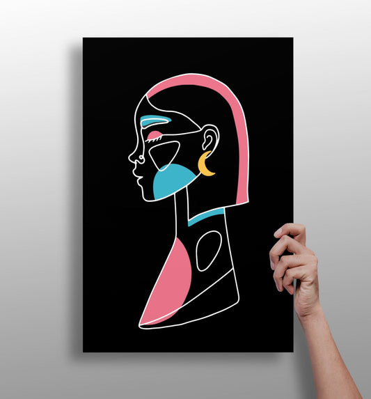 Line art metal wall print, bold abstract aluminum panel