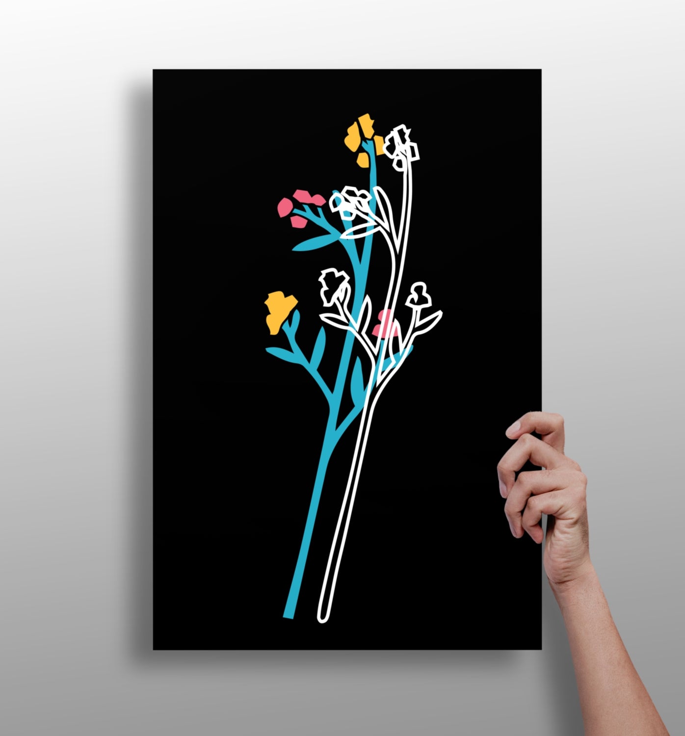 Line art metal wall print, minimalist aluminum panel