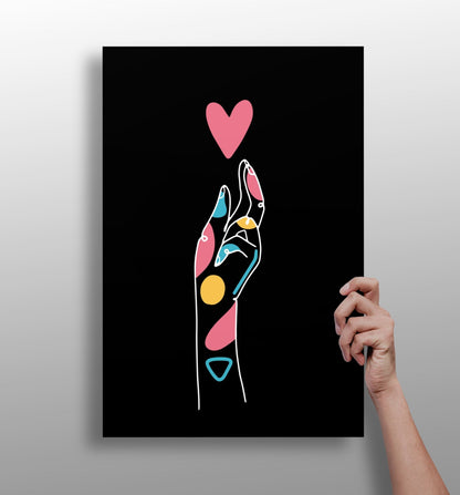 Line art metal wall print, clean aluminum panel