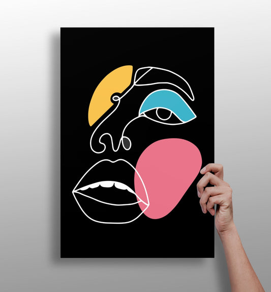 Line art metal wall print, modern aluminum panel