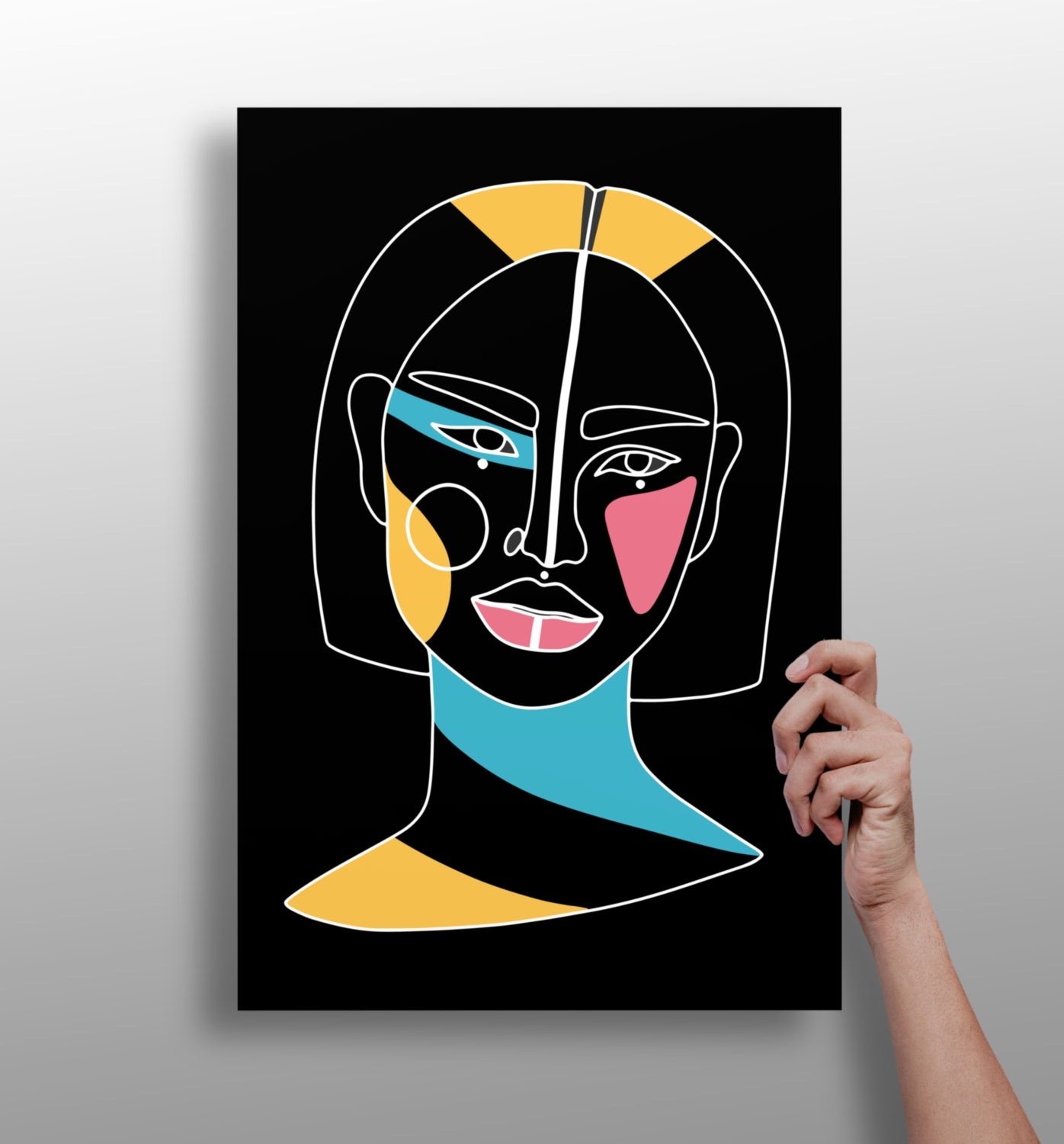 Line art metal wall print, modern aluminum panel