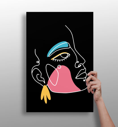 Line art metal wall print, minimalist aluminum panel