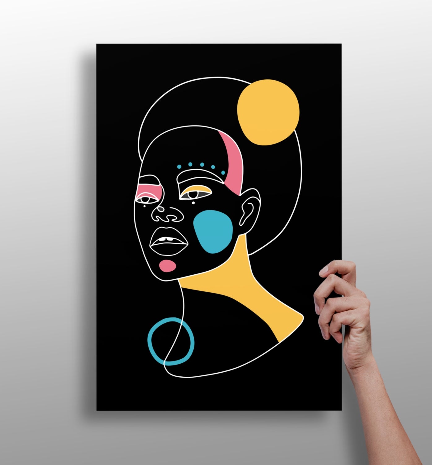 Line Art V12 metal wall art panel