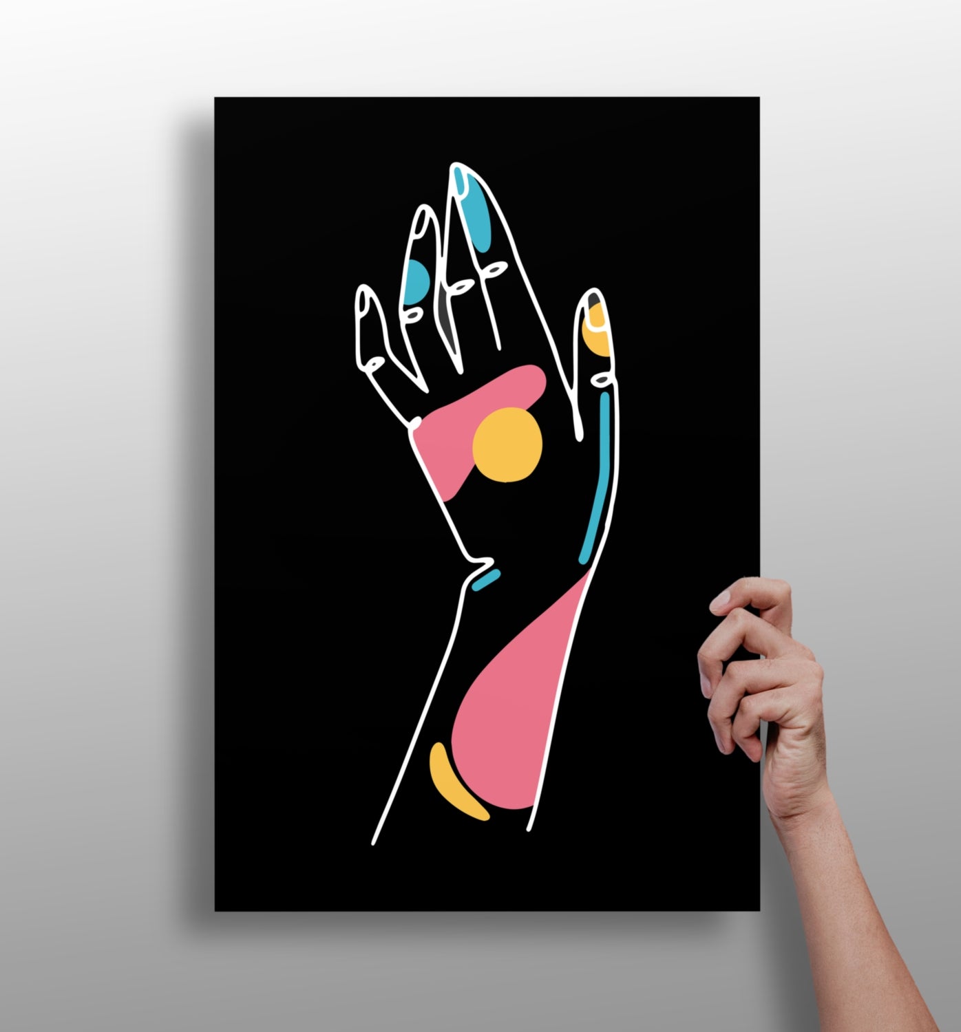 Line art metal wall print, contemporary aluminum panel
