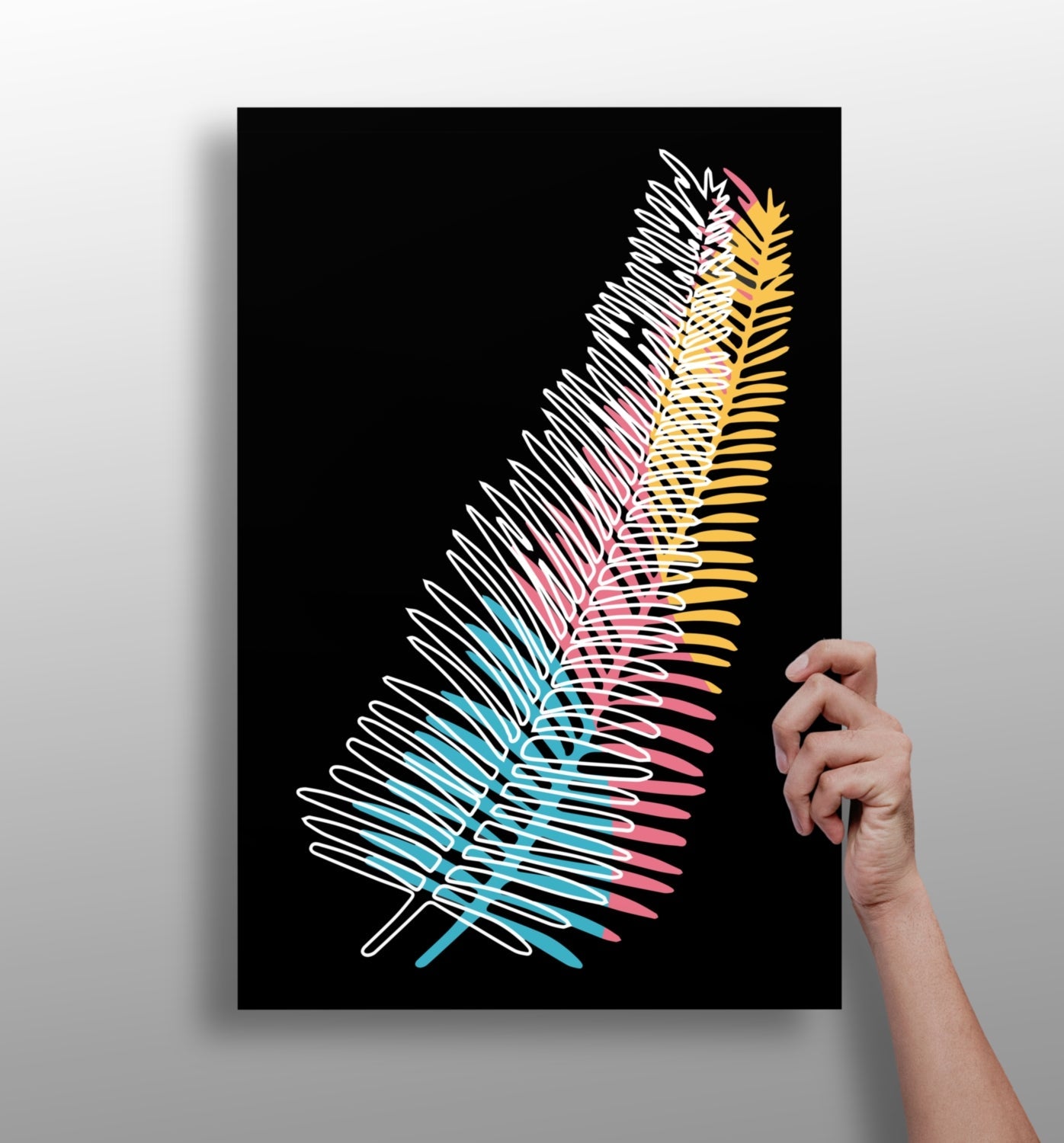 Line art metal wall print, contemporary aluminum panel