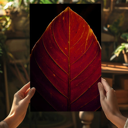 Red Leaf Metal Wall Art
