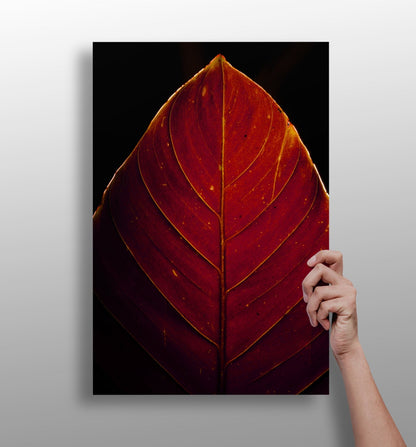 Red Leaf Metal Wall Art