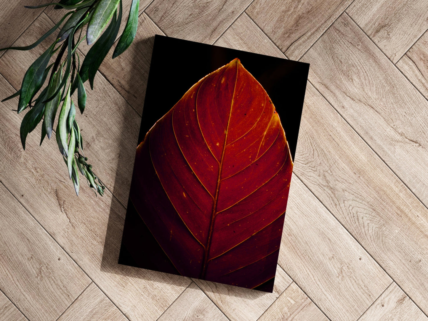 Red Leaf Metal Wall Art