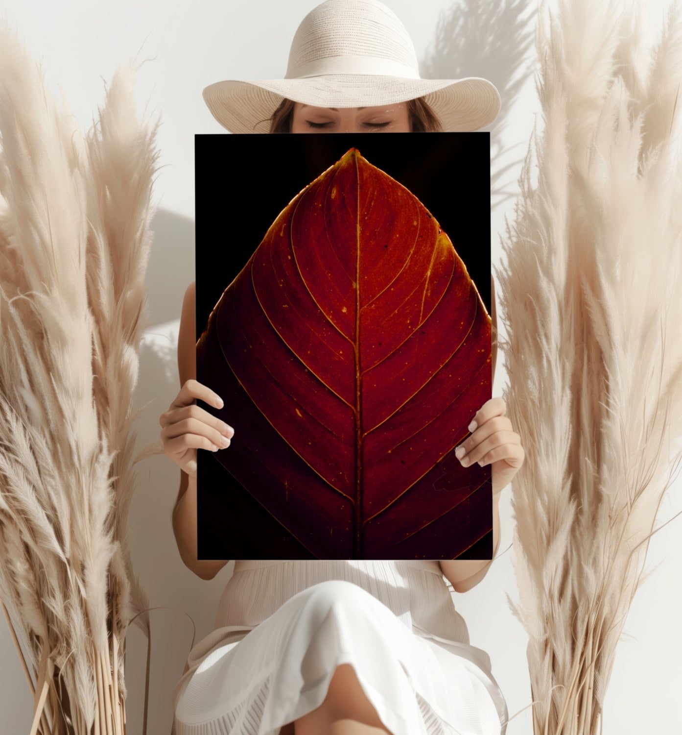Red Leaf Metal Wall Art