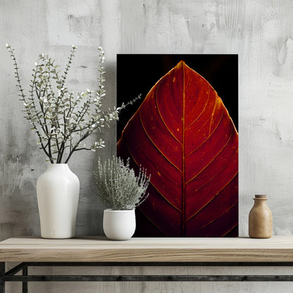 Red Leaf Metal Wall Art