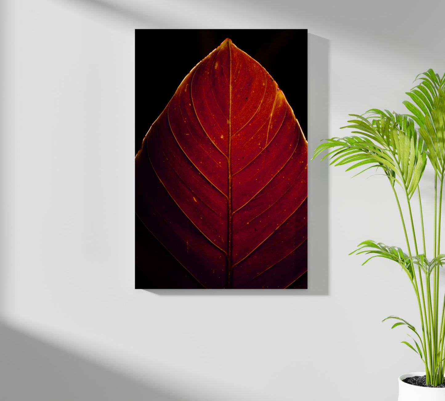 Red Leaf Metal Wall Art