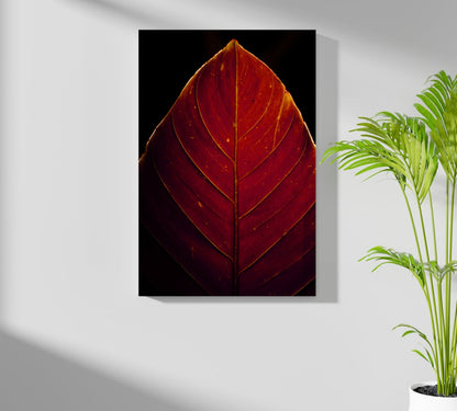 Red Leaf Metal Wall Art