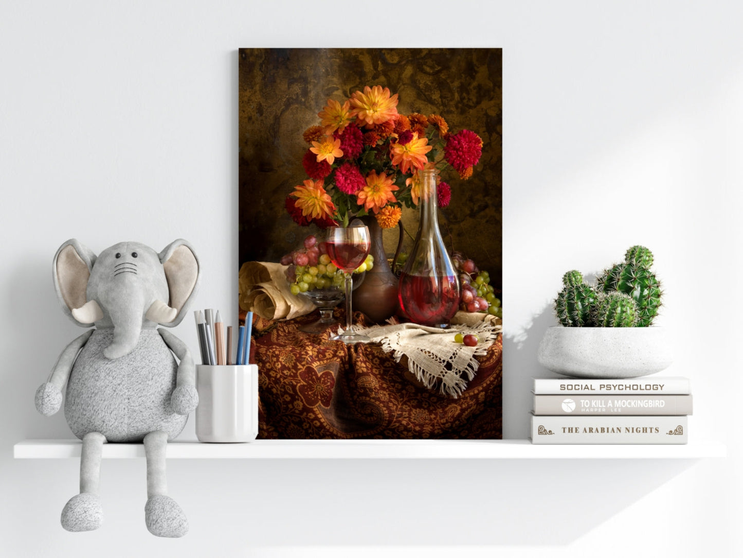 Wine and Flowers Metal Wall Art