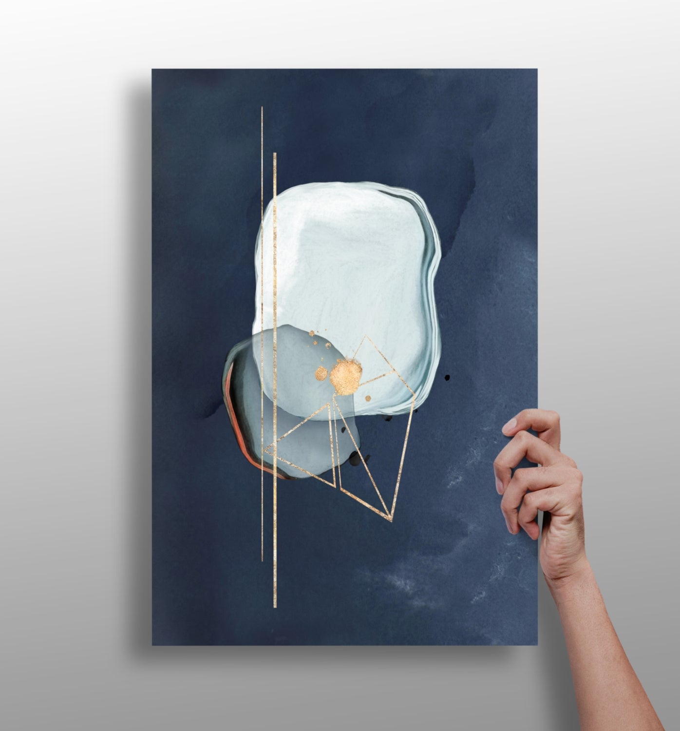 Line art shapes metal wall print, minimalist aluminum panel