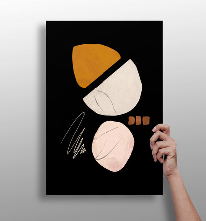 Line art shapes metal wall print, minimalist aluminum panel
