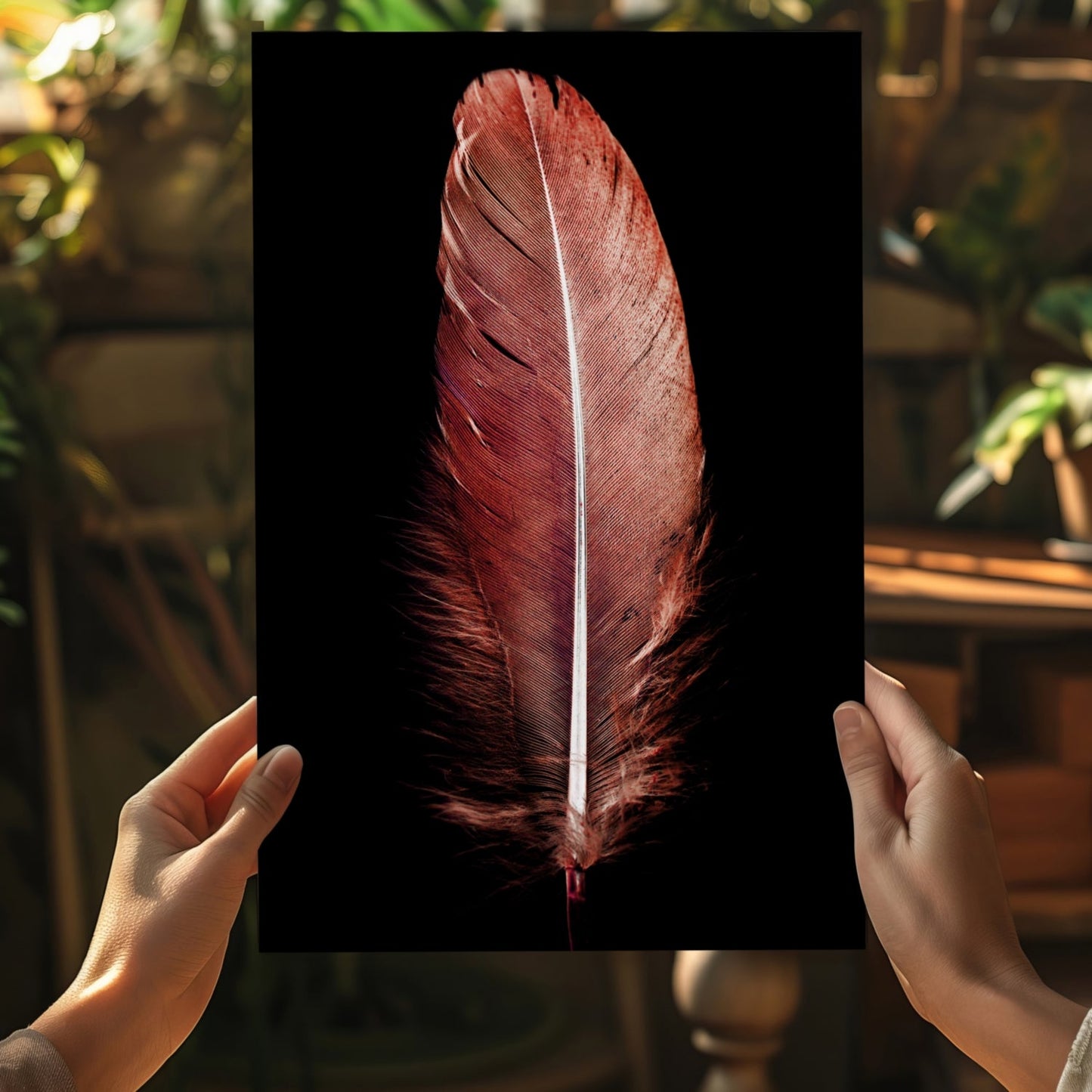 Red Feather Metal Wall Art