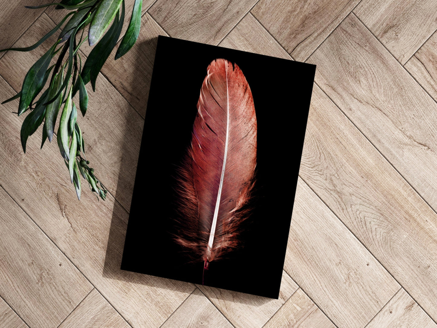 Red Feather Metal Wall Art