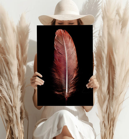 Red Feather Metal Wall Art