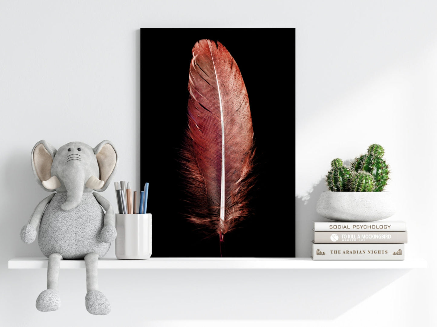 Red Feather Metal Wall Art