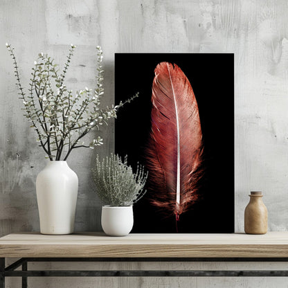 Red Feather Metal Wall Art
