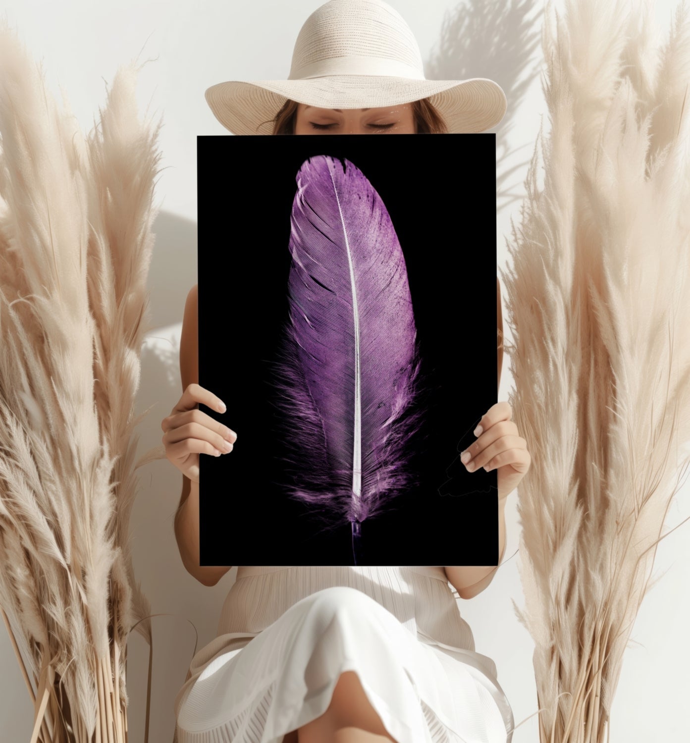 Purple Feather Metal Wall Art