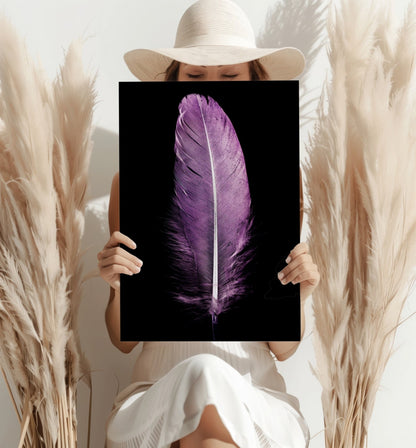 Purple Feather Metal Wall Art